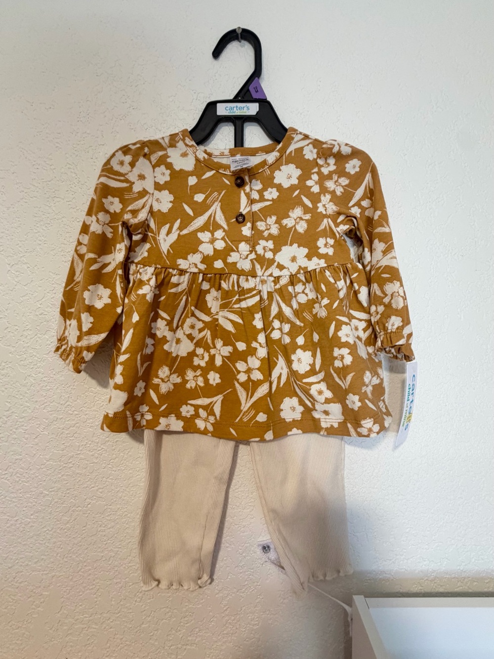 Carters Baby Girl Floral Shirt Leggings Pants Set Outfit NWT 12 Months
